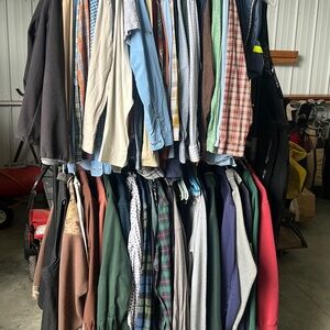 Eddie Bauer Men's Dress Shirt - Blue and White Stripes